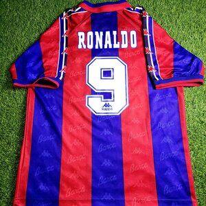 Ronaldo Kappa Barcelona 1996 1997 Home Soccer Jersey L